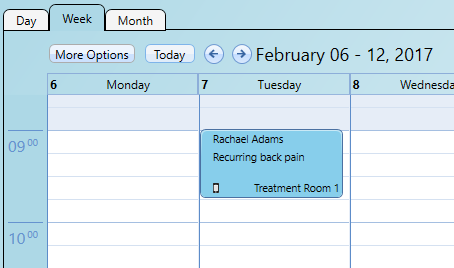 The calendar appointment has an indicator when the patient's SMS reply cannot be understood