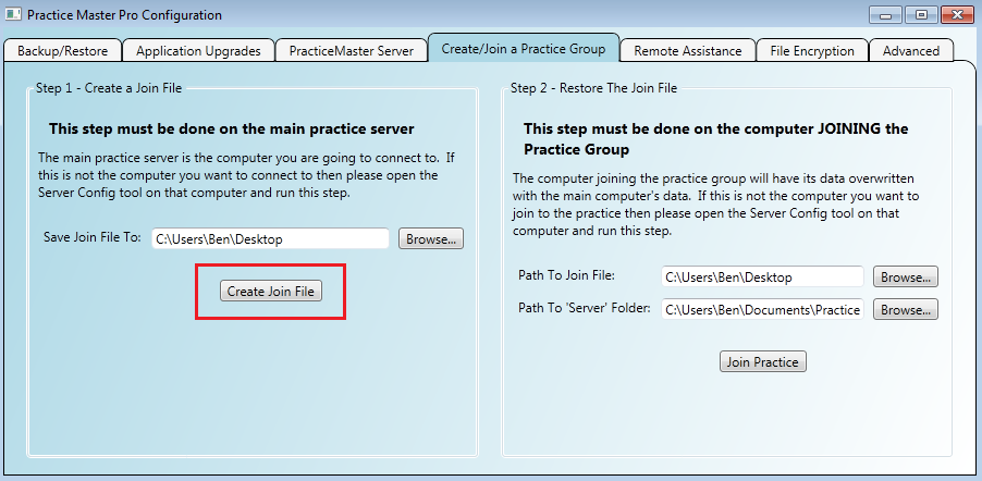 Creating a Practice Group for automatic synchronisation of data
