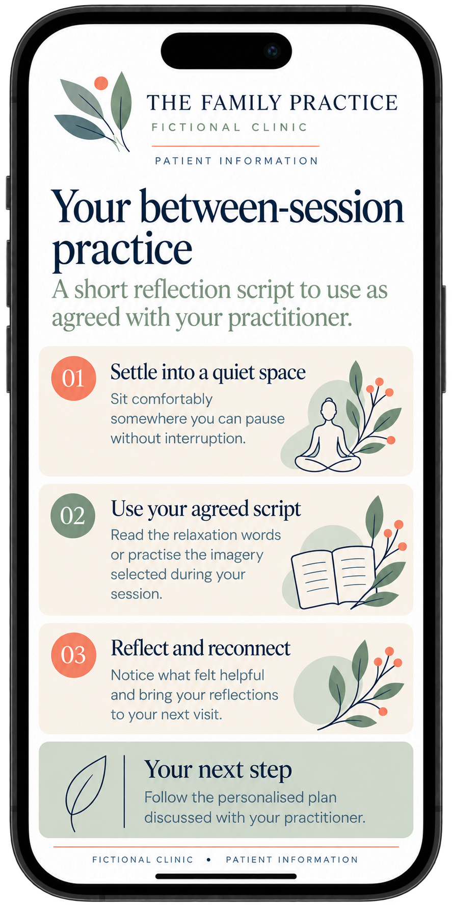 Hypnotherapy patient information sheet open in Word with the Practice Master add-in