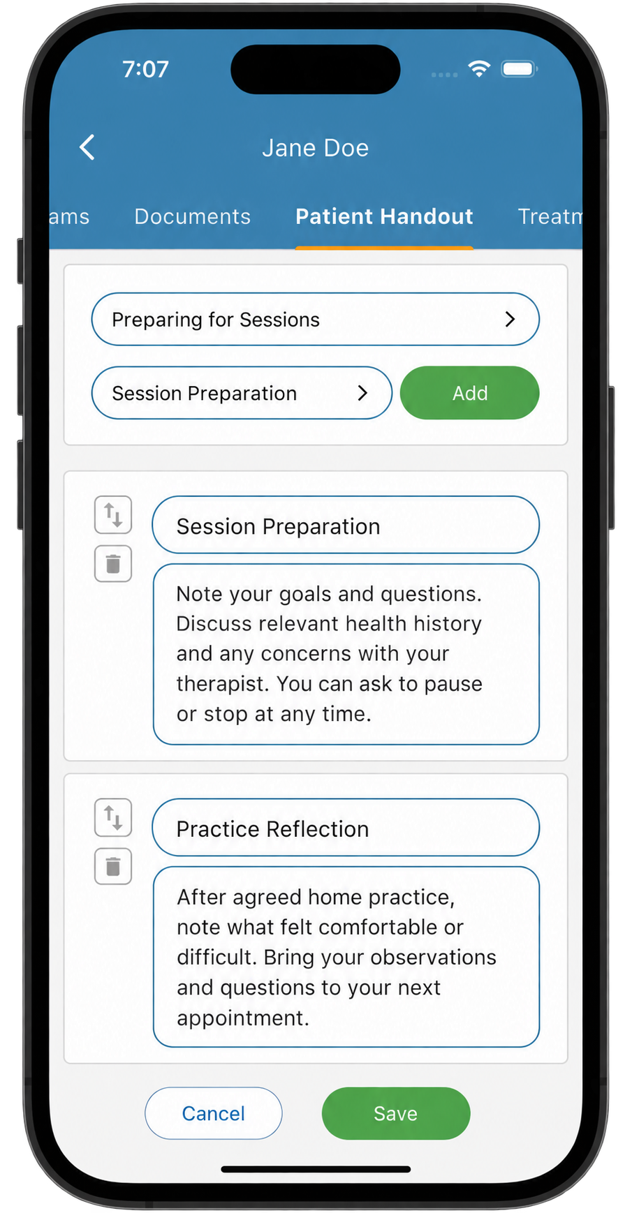 Creating patient handouts with guidance between hypnotherapy sessions